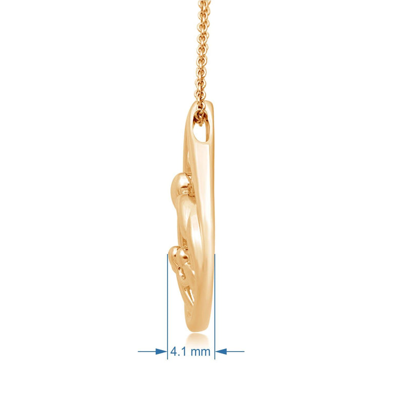 Jewelili 18K Yellow Gold Over Sterling Silver With Parent and Three Children Family Teardrop Pendant Necklace