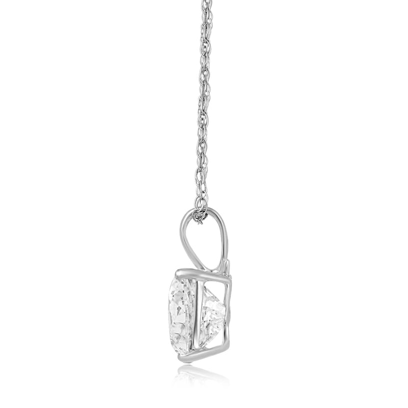 Jewelili Square Cubic Zirconia Solitaire Pendant Necklace in 10K White Gold View 3