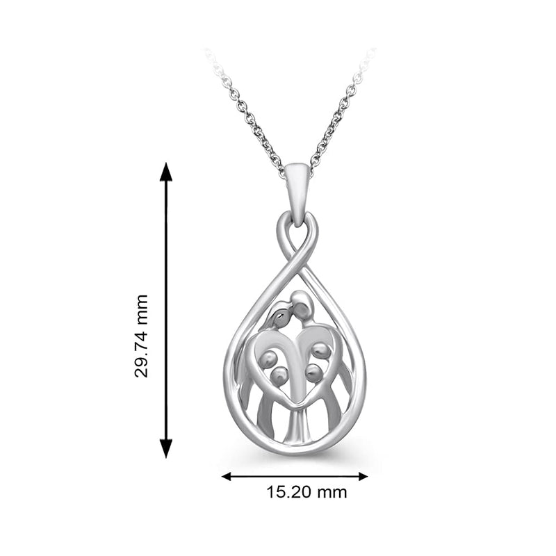 Jewelili  Sterling Silver With Parent and Four Children Family Necklace Pendant