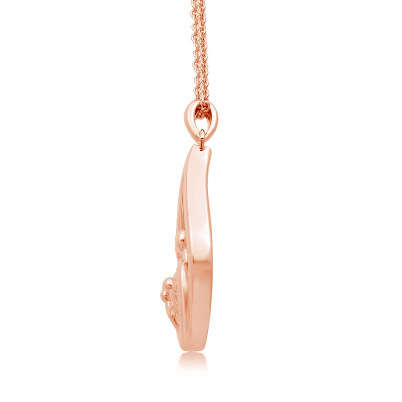 Jewelili Parent and Three Children Teardrop Pendant Necklace in 14K Rose Gold over Sterling Silver View 1