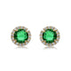 Load image into Gallery viewer, Jewelili 10K Yellow Gold Round Created Emerald and Created White Sapphire Stud Earrings
