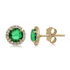 Load image into Gallery viewer, Jewelili 10K Yellow Gold Round Created Emerald and Created White Sapphire Stud Earrings
