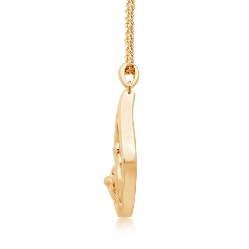 Jewelili Parent and Two Children Family Teardrop Pendant Necklace in Yellow Gold over Sterling Silver View 2