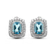 Load image into Gallery viewer, Jewelili Sterling Silver With London Blue Topaz and White Topaz Halo Stud Earrings
