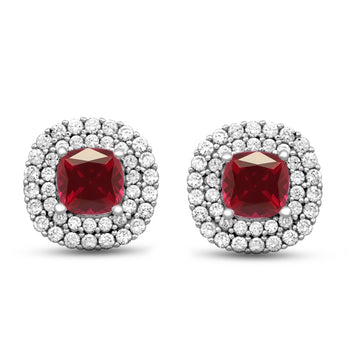 Jewelili Sterling Silver 7x7 MM Cushion Creat