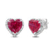 Load image into Gallery viewer, Jewelili 10K White Gold with Heart Shape Created Ruby and 1/10 CTTW Natural White Round Diamonds Stud Earrings
