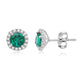 Load image into Gallery viewer, Jewelili Sterling Silver Created Emerald and Created White Sapphire Halo Stud Earrings
