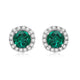 Load image into Gallery viewer, Jewelili Sterling Silver Created Emerald and Created White Sapphire Halo Stud Earrings
