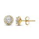 Load image into Gallery viewer, Jewelili Stud Earrings with Round White Topaz and Natural White Round Diamonds in 10K Yellow Gold 1/10 CTTW view 2
