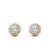 Load image into Gallery viewer, Jewelili Stud Earrings with Round White Topaz and Natural White Round Diamonds in 10K Yellow Gold 1/10 CTTW view 1
