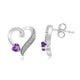 Load image into Gallery viewer, Jewelili Sterling Silver 4 MM Fancy Purple Cubic Zirconia Heart Shape Stud Earrings
