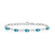 Load image into Gallery viewer, Jewelili Link Bracelet with Oval Shape Swiss Blue Topaz and Natural White Round Diamonds in Sterling Silver 8x6 MM
