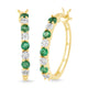 Load image into Gallery viewer, Jewelili 10K Yellow Gold Natural Emerald and White Round Diamonds Hoop Earrings
