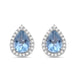 Load image into Gallery viewer, Jewelili Sterling Silver Pear Cut Aquamarine and Round Created White Sapphire Stud Earrings
