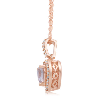 Jewelili 10K Rose Gold 5MM Heart Cut Morganit