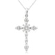 Load image into Gallery viewer, Jewelili 10K White Gold with 1/2 CTTW Natural White Round and Baguette Diamonds Cross Pendant Necklace
