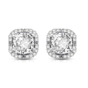 Jewelili 10K White Gold with 1/10 CTTW Round 