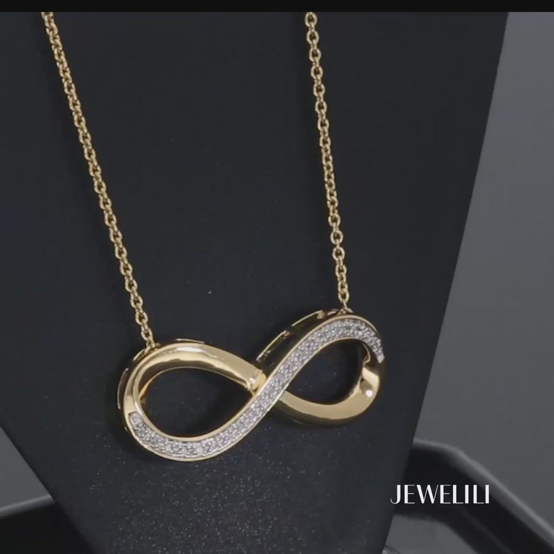 Jewelili Infinity Necklace Diamond Jewelry in Rose Gold Over