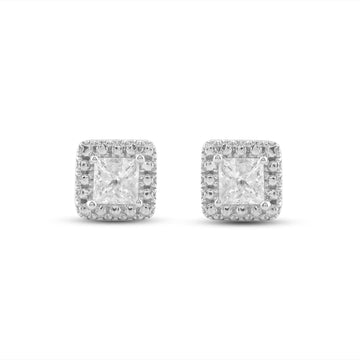 Jewelili 10K White Gold With 1/2 CTTW Princes