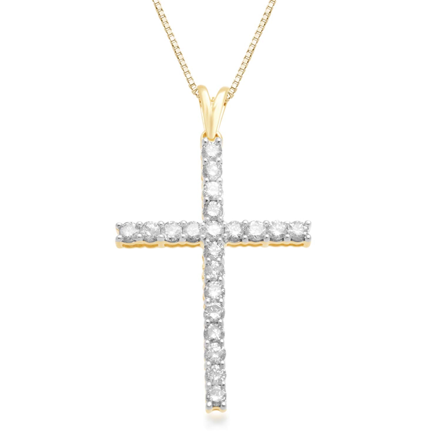 Jewelili Cross Pendant Necklace Jewelry in Gold