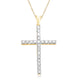 Load image into Gallery viewer, Jewelili 10K Yellow Gold with 1.00 CTTW Natural White Round Shape Diamonds Cross Pendant Necklace
