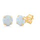 Load image into Gallery viewer, Jewelili Stud Earrings with Round Shape Created Opal in Yellow Gold
