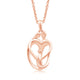 Load image into Gallery viewer, Jewelili Parents and One Child Family Heart Pendant Necklace in 14K Rose Gold over Sterling Silver View 1
