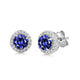 Load image into Gallery viewer, Jewelili Cubic Zirconia Halo Stud Earrings with Tanzanite over Sterling Silver
