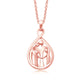 Load image into Gallery viewer, Jewelili Parent and Two Children Teardrop Pendant Necklace in 14K Rose Gold over Sterling Silver View 1
