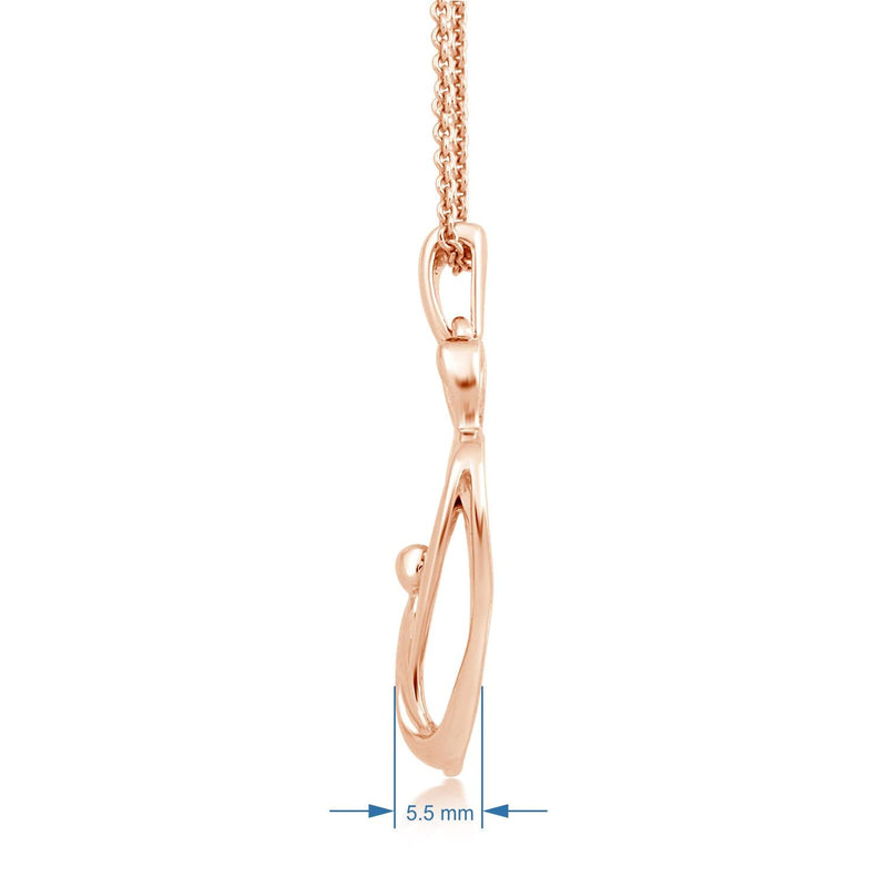 Jewelili Parents and One Child Family Heart Pendant Necklace in 14K Rose Gold over Sterling Silver View 5