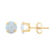 Load image into Gallery viewer, Jewelili Stud Earrings with Round Shape Created Opal in Yellow Gold view 4
