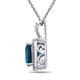 Load image into Gallery viewer, Jewelili Pendant Necklace with Stud Earrings Jewelry Set with London Blue Topaz and Natural White Round Diamonds in Sterling Silver View 3
