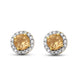 Load image into Gallery viewer, Jewelili Stud Earrings with Yellow Citrine and Natural White Diamonds in 10K Yellow Gold 1/10 CTTW View 1
