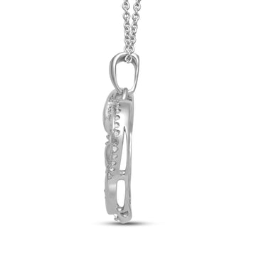 Jewelili Sterling Silver With 1/10 CTTW Natur