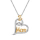 Load image into Gallery viewer, Jewelili Sterling Silver and 10K Yellow Gold With 1/10 CTTW Natural White Dancing Diamonds MOM Heart Pendant Necklace
