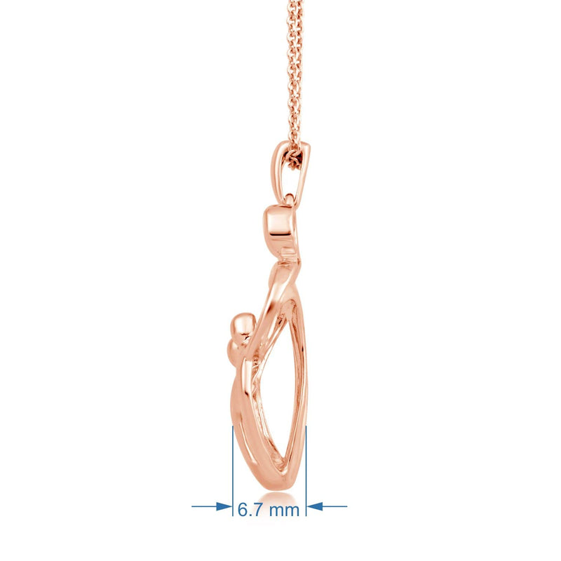 Jewelili Parents and Three Children Family Heart Pendant Necklace in 14K Rose Gold over Sterling Silver View 5