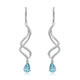 Load image into Gallery viewer, Jewelili Dangle Earrings with Pear Shape Swiss Blue Topaz and Created White Sapphire in Sterling Silver View 1
