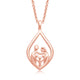 Load image into Gallery viewer, Jewelili Parent and Three Children Teardrop Pendant Necklace in 14K Rose Gold over Sterling Silver View 1
