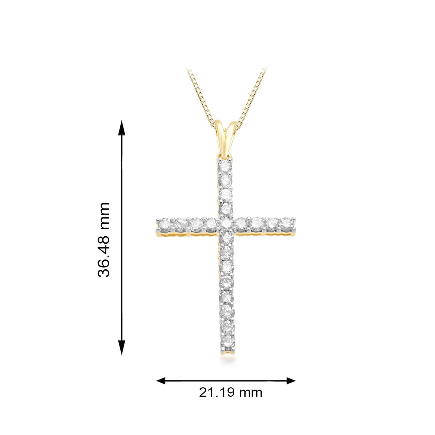 Jewelili Cross Pendant Necklace with Natural White Round Shape