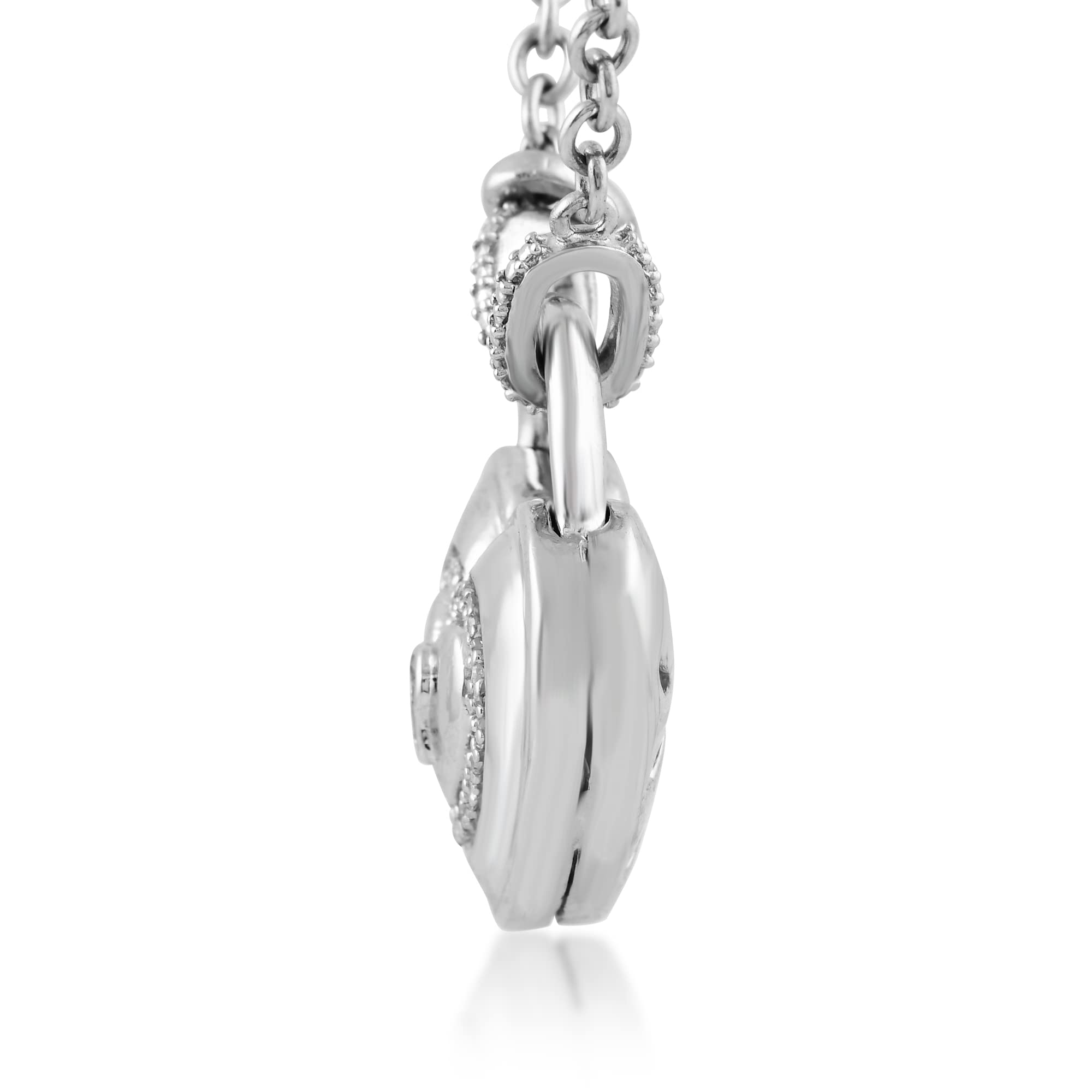 Jewelili Sterling Silver Heart Key Pendant Necklace