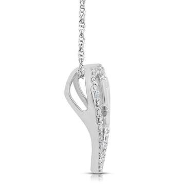 Jewelili Sterling Silver with 1/10 CTTW Natur