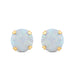 Load image into Gallery viewer, Jewelili Stud Earrings with Round Shape Created Opal in Yellow Gold view 3
