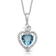 Load image into Gallery viewer, Jewelili Cubic Zirconia Ring, Earrings and Pendant Necklace Jewelry Set with Heart Swiss Blue Topaz and Round in Sterling Silver View 6
