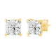 Load image into Gallery viewer, Jewelili Stud Earrings with Princess Cut Cubic Zirconia in 10K Yellow Gold View 1
