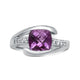 Load image into Gallery viewer, Jewelili Ring with Cushion Shape Amethyst and Created White Sapphire in Sterling Silver View 2
