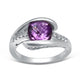 Load image into Gallery viewer, Jewelili Ring with Cushion Shape Amethyst and Created White Sapphire in Sterling Silver View 1
