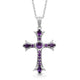 Load image into Gallery viewer, Jewelili Sterling Silver with Round and Marquise Shape Amethyst Cross Pendant Necklace
