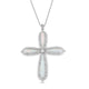 Load image into Gallery viewer, Jewelili Sterling Silver with Created Opal and Cubic Zirconia Cross Pendant Necklace
