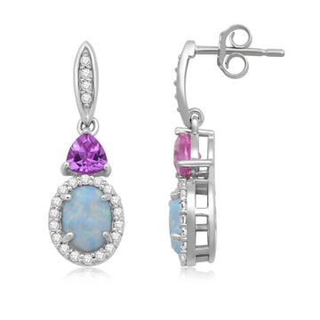 Jewelili Sterling Silver With Created Opal an