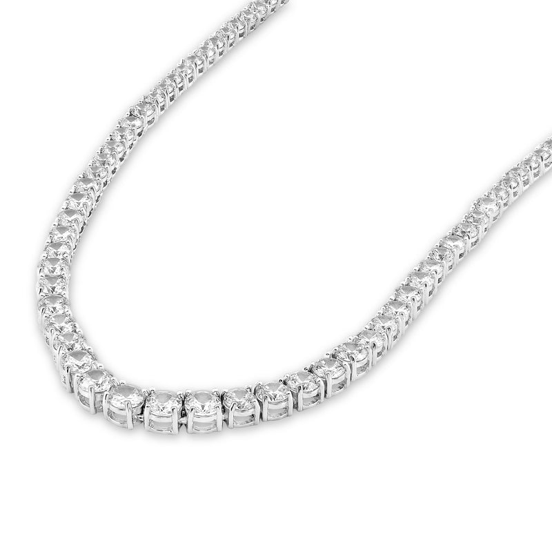 Jewelili Sterling Silver with Clear White Cubic Zirconia Classic Tennis Necklace